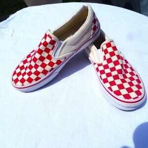 Vans Red Check Loafers Never Worn M/7 W/8.5